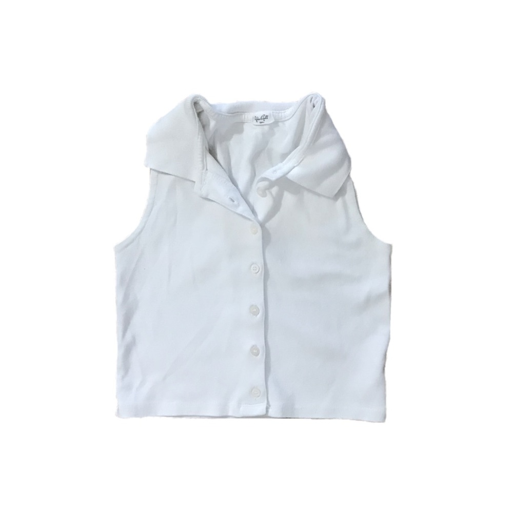 Brandy Melville White Button-Up Tank